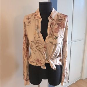 Chaser Floral Bell Sleeve Button Down